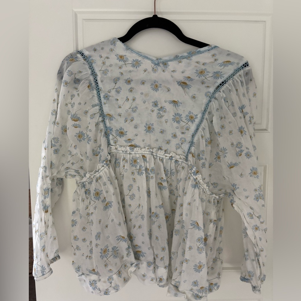 Free People Daisy Peasant blouse never a dull moment - Picture 2 of 4